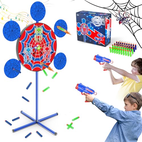 DX DA XIN Zielscheibe Schießspiele mit Licht und Sounds Zielscheibe für Nerf Spielzeug Pistole für Junge 4-12 Jahre Spinne Halloween Weihnachten Geschenke für Kinder(105cm) von DX DA XIN