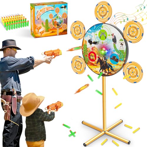 DX DA XIN Zielscheibe Schießspiele mit Licht und Sounds Zielscheibe für Nerf Spielzeug Pistole für Junge 4-12 Jahre Westliche Cowboys Halloween Weihnachten Geschenke für Kinder von DX DA XIN