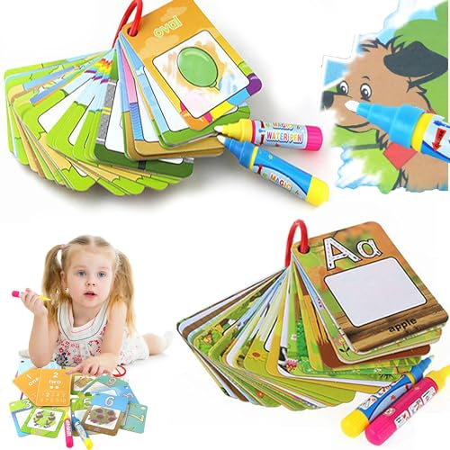 DXIA 52 pcs lernkarten Kinder, Alphabet wassermalkarten, Doppelseitig Bedruckte Baby Kognitive Lernkarten, lernkarten mit Ring, pädagogisches lernspielzeug für Kleinkinder für 3-7 Jahre Kleinkinder von DXIA