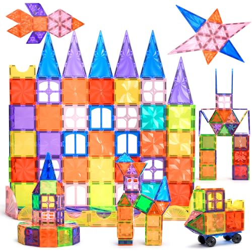 DXJXMAX Magnetische Bausteine 105 Teile, Magnetspielzeug Magnetische Fliesen, Magnetische Bauklötze Baukasten Kinder STEM Förderung der Kreativität, Kinderspiele für 3+ Jahre alte Jungen und Mädchen von DXJXMAX