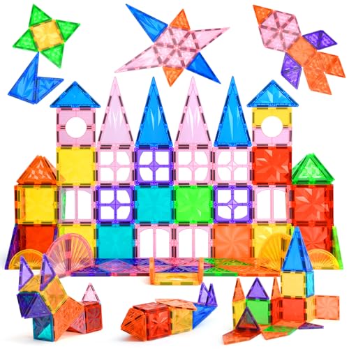 DXJXMAX Magnetische Bausteine 80 Teile, Magnetspielzeug Magnetische Fliesen, Magnetische Bauklötze Baukasten Kinder STEM Förderung der Kreativität, Kinderspiele für 3+ Jahre alte Jungen und Mädchen von DXJXMAX