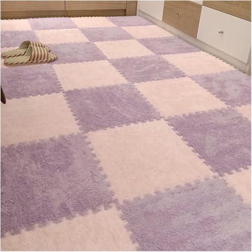 Weiche Schaumstoff-Spielmattenfliesen mit Rand, 20-teilige Puzzle-Spielmatten, Krabbelmatten ineinander greifende Puzzle-Bodenmatten for Zimmer und Hof,(Gray Purple) von DXZXDJIU