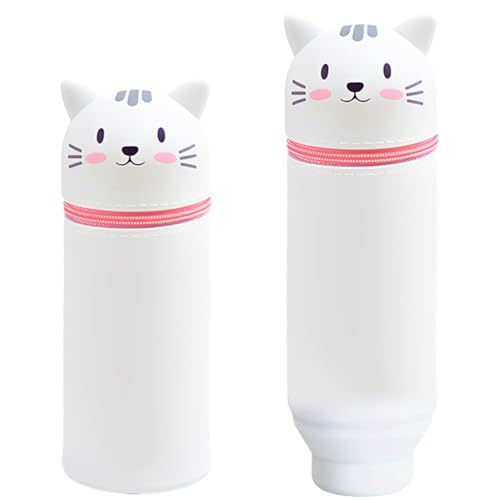 2-in-1 Weiche Silikontasche, Kawaii, Kawaii Federmäppchen, Tischstifthalter, Reißverschluss, Silikon, Stiftetasche Buntstifte Marker, Cartoon Bleistifthalter Niedliche Schulbedarf für Teenager H 18 cm von DYCHYPP