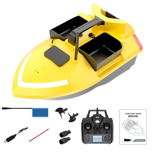 DYJD Angeln Köder Boot RC Boot 500m Entfernung GPS Positionierung Automatische Kreuzfahrt Fernbedienung Angeln Köder Boot Köder Boot für Karpfen Angeln (12000 MAH) von DYJD