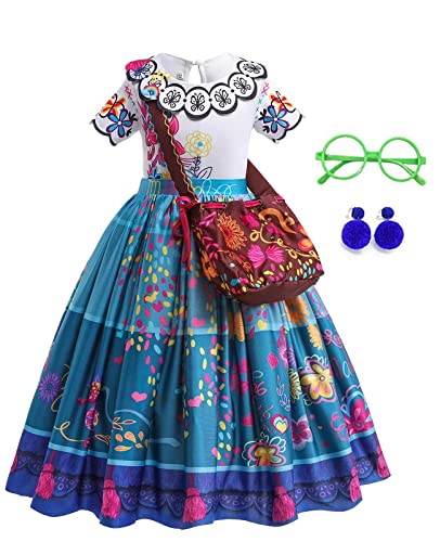 DYJJKM Mirabel Kostüm für Mädchen, magisches Familienkleid, Cosplay, Prinzessin, Halloween, Party-Outfit (Blau, 2–3 Jahre) von DYJJKM