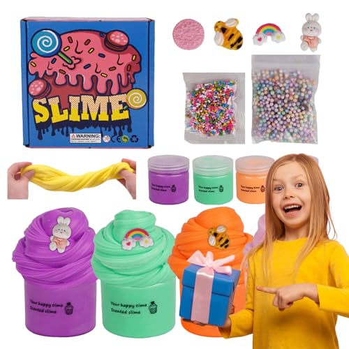 DYKeWei Vierfarbiges Baumwollschlamm-Set, Farbkasten, kreatives handgefertigtes Material-Set, Butterschlamm, Farbschlamm, Butter-Kit, Kinderspielzeug Spiele Für 12 Jährige Mädchen (Blue, One Size) von DYKeWei