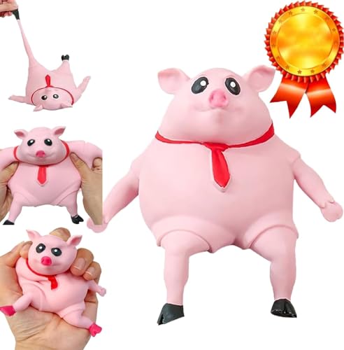 Stress Schwein Stress Spielzeug, Schweine Anti-Stress Spielzeug, Anti Stress Schwein Rosa, kreative Dekompression Schweinchen, Squishy Squeeze Spielzeug Fidget Spielzeug Reise Spielzeug (14*14cm) von DYKeWei