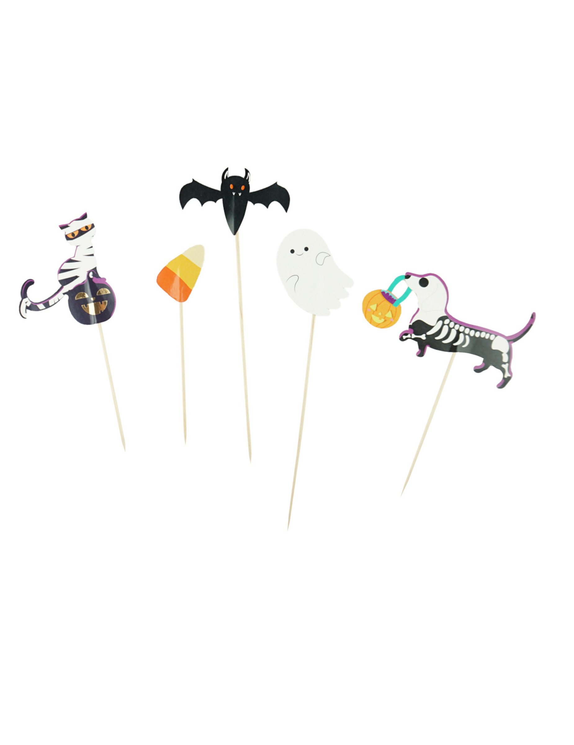 25 Halloween Cake Topper schwarz-weiss von DYNASTRIB