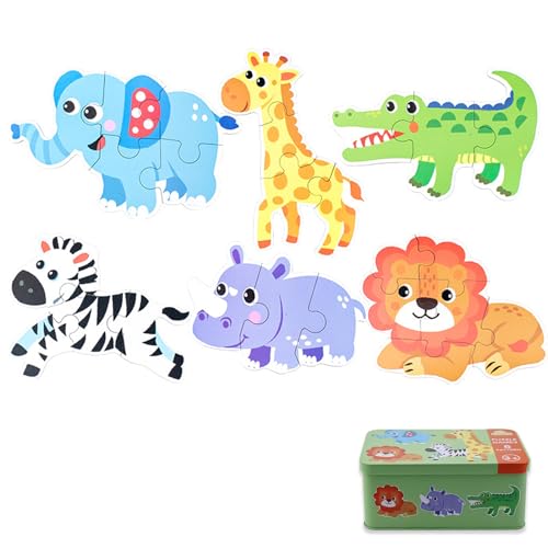 DYOUEN Spielzeug Puzzle Holz Kinderpuzzle Holzpuzzle Kinder Tiere Montessori Kinderspielzeug für 1 2 3 4 5 Jahre Puzzles Set für Jungen Mädchen (Stil 1) von DYOUen