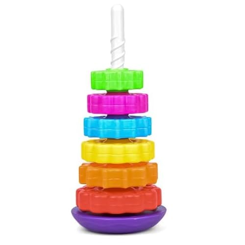 DYOUen Baby Spinning Toy Rainbow Stacking Tower Stackable Spin Gears Sensory Ring Stacker Educational Montessori BPA Free for 12 Months+ von DYOUen