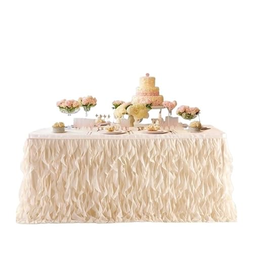 Rechteckiger, taillierter Tischrock mit Faltenrock, rechteckiger, flauschiger Tischrock, rechteckiger Tischrock, romantischer Rock, Tischrock, Strandparty-Tischrock, geeignet for Hochzeiten, Geburtsta von DYUES-SDOEMVIEN