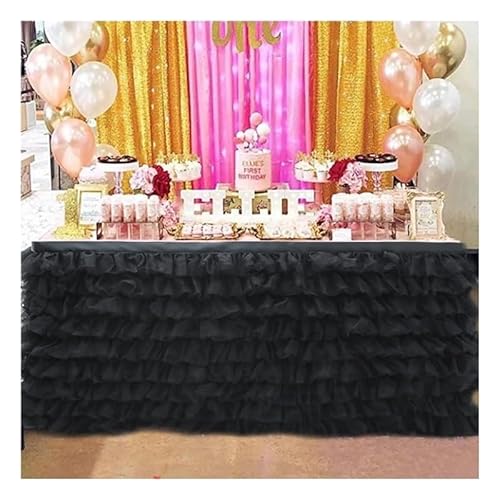 Rechteckiger, taillierter Tischrock mit Faltenrock, rechteckiger, flauschiger Tischrock, rechteckiger Tischrock, romantischer Rock, Tischrock, Strandparty-Tischrock, geeignet for Hochzeiten, Geburtsta von DYUES-SDOEMVIEN