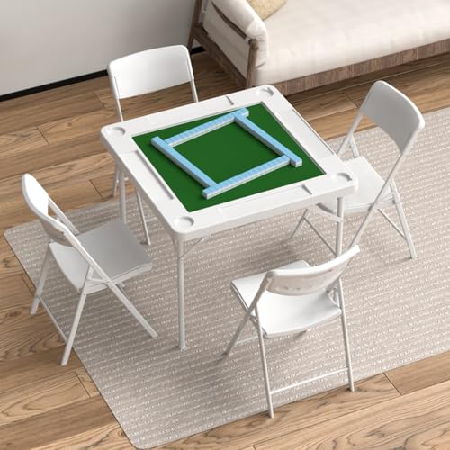 DYUNCZ 35,5" Klappbarer Mahjong-Tisch, Klappbarer Kartentisch mit 4 Klappbaren Stühlen, Quadratischer Plastiktisch mit Getränkehaltern und Chip-Rillen, Domino-Tische f Poker, Puzzle von DYUNCZ