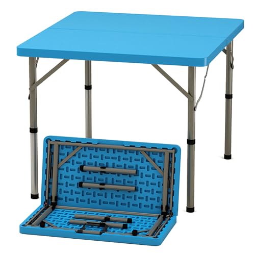 DYUNCZ Klappbarer Kartentisch, Quadratischer Kartentisch mit Zusammenklappbaren Beinen, Quadratischer Spieltisch aus Kunststoff, Mahjong-Tisch, Domino-Tische, for Picknick, Party, Camping(Blue) von DYUNCZ