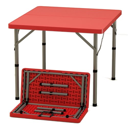 DYUNCZ Klappbarer Kartentisch, Quadratischer Kartentisch mit Zusammenklappbaren Beinen, Quadratischer Spieltisch aus Kunststoff, Mahjong-Tisch, Domino-Tische, for Picknick, Party, Camping(Red) von DYUNCZ