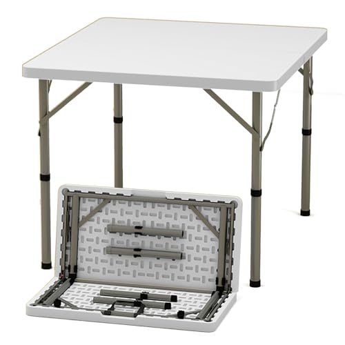 DYUNCZ Klappbarer Kartentisch, Quadratischer Kartentisch mit Zusammenklappbaren Beinen, Quadratischer Spieltisch aus Kunststoff, Mahjong-Tisch, Domino-Tische, for Picknick, Party, Camping(White) von DYUNCZ