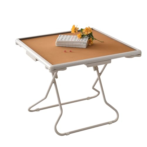 DYUNCZ Mahjong Tisch, Klappbarer Kartentisch Tragbarer, Domino-Tisch Mit Schubladen und Getränkehaltern, PVC-Kartentisch mit Gerader Kante, for Spielen von Mahjong, Poker, Domino(Orange) von DYUNCZ