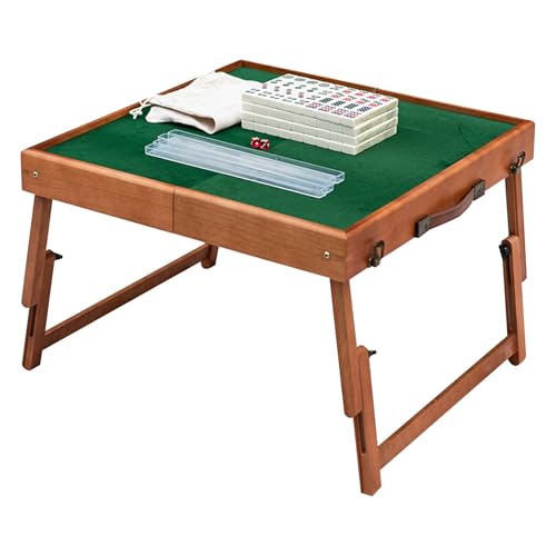 DYUNCZ Reise-Mahjong-Tisch, Zusammenklappbar, mit 144-teiligem 30-mm-Mahjong-Set, Faltbarer Quadratischer Kartentisch, Domino-Tisch mit Lineal, Würfel, Aufbewahrungstasche(White) von DYUNCZ