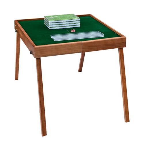 DYUNCZ Zusammenklappbarer Mahjong-Tisch, Mahjong-Tisch mit 144-teiligem 26-mm-Mahjong-Steinset, Zusammenklappbarer Holztisch mit Aufbewahrungstasche, Lineal, Würfeln, for den Haushalt, Partys(Green) von DYUNCZ