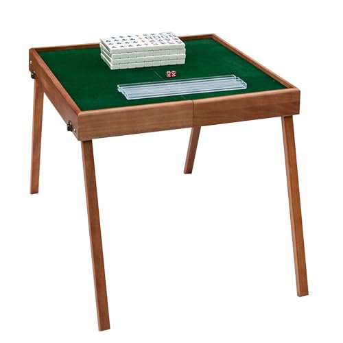 DYUNCZ Zusammenklappbarer Mahjong-Tisch, Mahjong-Tisch mit 144-teiligem 26-mm-Mahjong-Steinset, Zusammenklappbarer Holztisch mit Aufbewahrungstasche, Lineal, Würfeln, for den Haushalt, Partys(White) von DYUNCZ