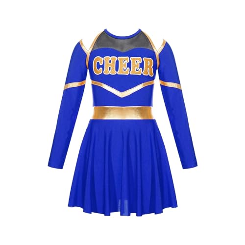 DYYEUAVT Cheerleading-Uniform, Cheerleader-Uniform, Schulmädchen, Cheerleader-Kostüme, Kinder, Cheerleader-Kostüm, Kleidungsset für Tanzwettbewerb, Cheerleader-Kostüm, Königsblau, Größe 10 von DYYEUAVT