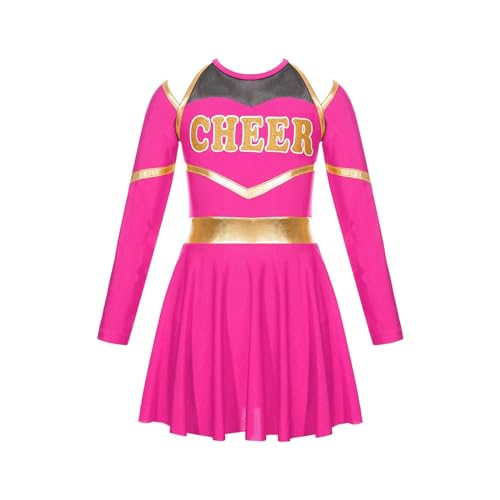 DYYEUAVT Cheerleading-Uniform, Cheerleader-Uniform, Schulmädchen, Cheerleader-Kostüme, Kinder, Cheerleader-Kostüm, Kleidungsset für Tanzwettbewerb, Cheerleader-Kostüm, Rosa, 6 von DYYEUAVT