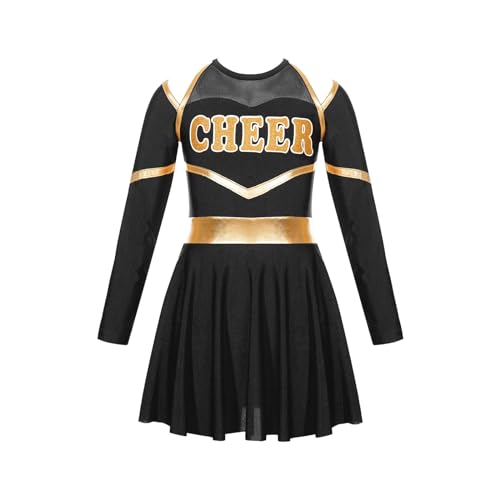 DYYEUAVT Cheerleading-Uniform, Cheerleader-Uniform, Schulmädchen, Cheerleader-Kostüme, Kinder, Cheerleader-Kostüm, Kleidungsset für Tanzwettbewerb, Cheerleader-Kostüm (Schwarz, 10) von DYYEUAVT