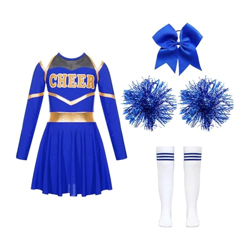 DYYEUAVT Cheerleading-Uniform, für Kinder, Mädchen, Cheerleader-Kostüm, Cheerleader-Kostüm, Kinder, Cheerleader-Kostüm, Tanzkleidung, Cheerleader-Kostüm, Tanzkleidung, Cheerleader-Kostüm (B Blau, 12) von DYYEUAVT