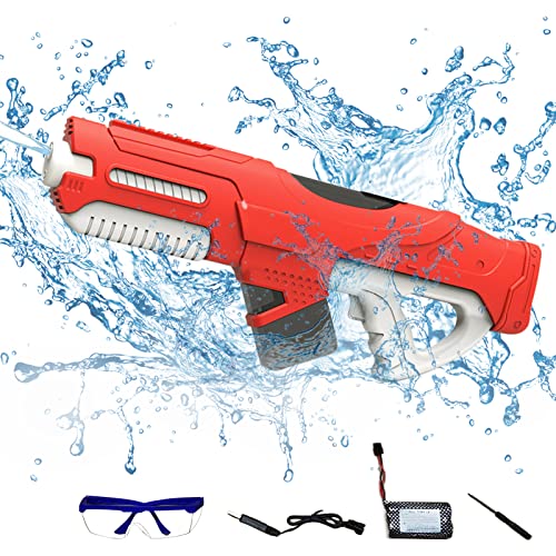 Elektrische Wasserpistole mit Saug Wasser Funktion Water Gun,Automatische Spritzpistolen Wasserpistole Spielzeug Wasserdicht für Strand Schwimmbad im Freien Pistole Wasser Spielzeug (Rot) von DZAY