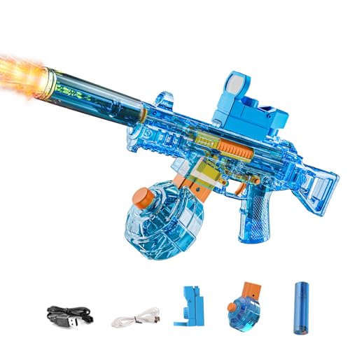 Elektrische Wasserpistole für Erwachsene Kinder,Automatische Saug Wasserpistole mit LED Licht Spritzpistole bis 28-32FT,Hochdruck 350ml Electric Water Gun Outdoor Beach Pool Spielzeug (Blau) von DZAY