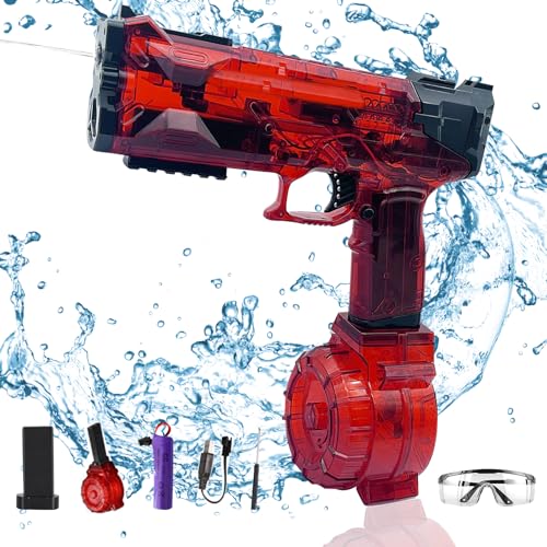 Elektrische Wasserpistole für Kinder Erwachsene,Automatische Spritzpistole Wasserpistolen mit Reichweite 28-32FT,Wasserpistole Elektrisch Wasserblaster 550ml Wasserspaß Strand Spielzeug (Rot) von DZAY