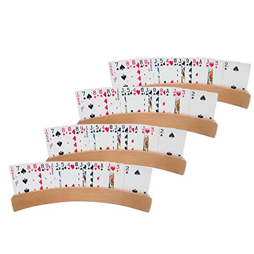 DZAY Spielkartenhalter Holz,4er/Set Spielkartenständer Kartenständer Spielkarten Halter Kartenhalter Lange für Behinderte,Karten Spielen ohne Hände Kinder,Erwachsene,Senioren (4er/Set) von DZAY