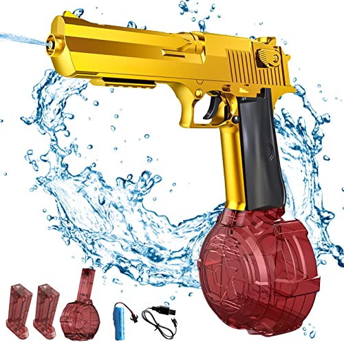 Elektrische Wasserpistole Spielzeug mit großer Reichweite EIN-Knopf Automatische Super 434CC+116CC Wasserspritzpistole,Super Revolver Elektrisch Wasserpistolen Wasserspritze Spritzpistole von DZAY