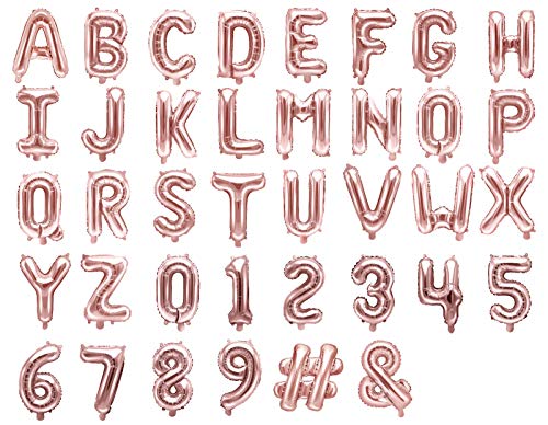 Folienballon Buchstaben Zahl 35cm Luftballon Geburtstag Hochzeit Babyparty Silvester Dekoration, Farbe: Rosegold, Größe: Buchstabe - I Folienballon Buchstaben Zahl 35cm Luftballon Geburtstag Hochzeit Babyparty Silvester Dekoration, Farbe: Rosegold, Größe: Buchstabe - I von DaLoKu