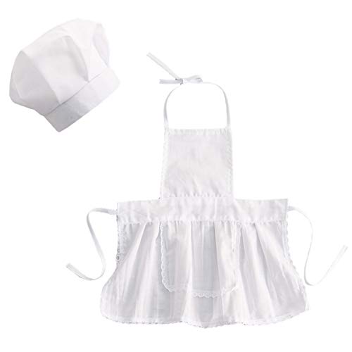 DaMohony Newborn Baby Chef Costume Photography Photos Prop Hat + Apron Outfit (1-2 Jahre alt für Mädchen) von DaMohony