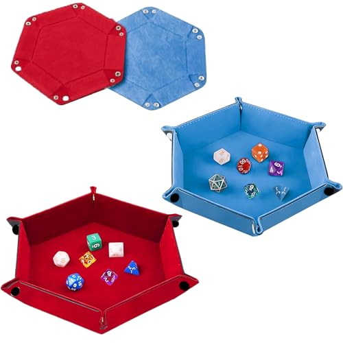 2 Stück Faltbare Würfelbretter Samt Doppelseitig Würfelbrett Verdickt und langlebig Würfeltablett Hexagon Leder Geeignet für Würfeltischspiele und zur Aufbewahrung kleiner Gegenstände(Rot, Blau) 2 Stück Faltbare Würfelbretter Samt Doppelseitig Würfelbrett Verdickt und langlebig Würfeltablett Hexagon Leder Geeignet für Würfeltischspiele und zur Aufbewahrung kleiner Gegenstände(Rot, Blau) von DabbOo