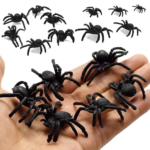 DabbOo 30 Stück Spinnen Halloween-Streiche Realistische Fake-Spinne Gruselige Schwarze Kunst-Kunststoff-Spinne Halloween-Party für Spukhaus Halloween und Andere Horror-Mottoparty-Dekorationen von DabbOo