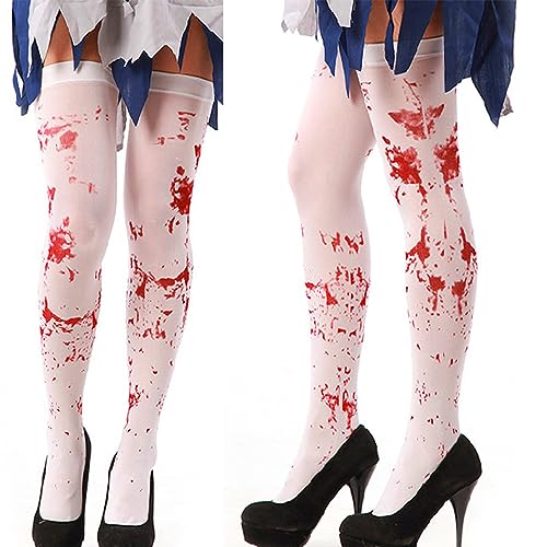 Halloween Blutsocken 2 Pairs Women Stockings High Socks for Halloween Cosplay Costume Blut Damen Strümpfe Halloween-Blutsocken Socken Over-Kniesocken für Partybevorzugung Maskerade Festival Dressup Halloween Blutsocken 2 Pairs Women Stockings High Socks for Halloween Cosplay Costume Blut Damen Strümpfe Halloween-Blutsocken Socken Over-Kniesocken für Partybevorzugung Maskerade Festival Dressup von DabbOo