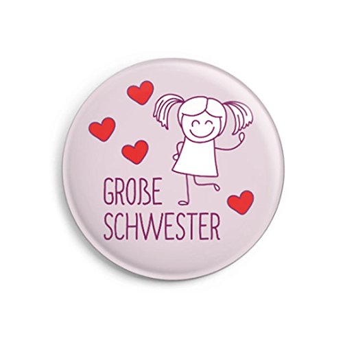 dabelino® Button Große Schwester (Ø32mm) mit Karte | Geschenk zur Geburt von dabelino