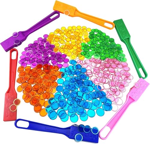 Dacefloy 6 Magnetische Stäbe und 600 Bingo Chips Set Magnetstab Multicolor Metall Ringed Discs Schulwissenschaft STEM Kit Lernzubehör Family Game Ninght Lotto Tokens von Dacefloy