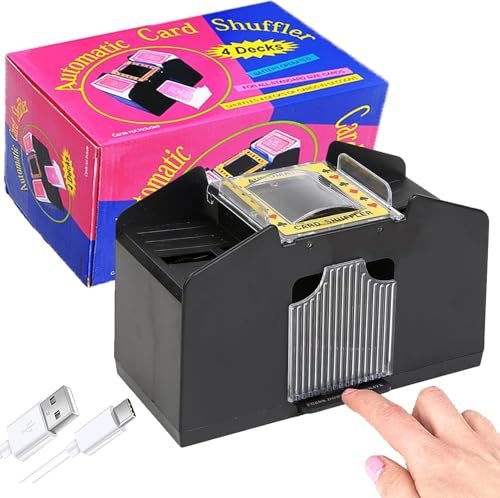 Dacefloy Card Shufflers 1-4 Decks Automatische Spielkarte Shuffling Machine USB/4 C Batterien betriebenes Werkzeug für UNO, Texas Hold'em, Home Card Games, Blackjack, Electric Casino Poker von Dacefloy