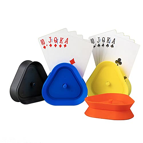 Dacefloy Kartenhalter Kinder UNO Spielkartenhalter Freisprech Kartenständer Dreieck Spielkarten Halter Card Holder für Senioren und Behinderte 4 Stück von Dacefloy