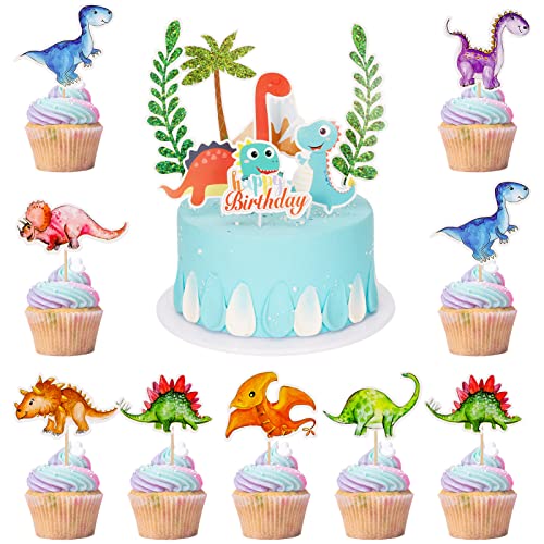 Dacitiery 49 Stück Dino Muffins Deko Tortendeko Dinosaurier Dino Tortendeko Geburtstag Dino Kuchen Deko Happy Birthday Tortendeko Dino Cake Topper for Dinosaurier Geburtstag Fondant von Dacitiery