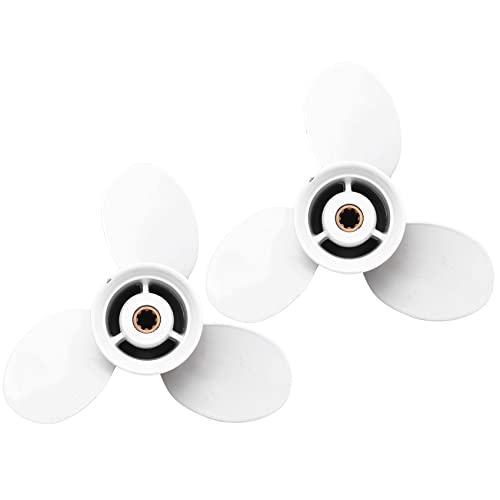 Daconovo 2X Schiffs Motor Außen Border Propeller 3 Blatt Drehflügel 683-45941-00-el 9 1/4 x 12 für 9,9-15 Ps Aluminium 8 Keilver Zahnungs Durchmesser 235 mm Weiß 3 von Daconovo