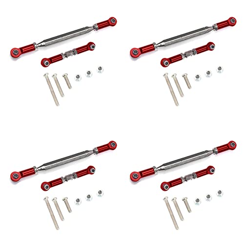 Daconovo 4X Metall Verstellbares Lenk Gestänge Servo Link Zug Stange Spann Schloss für Mn D90 D99 Mn-90-45 Rot von Daconovo