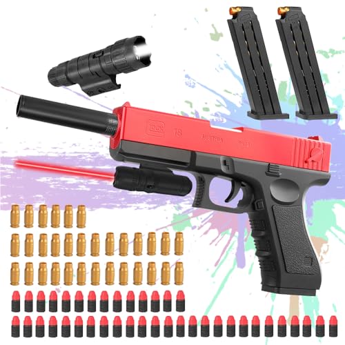 Kinder Pistole mit Schalldämpfer,Soft Bullet Toy Gun Pistole,Wüstenadler,1:1 Schaumstoff-Blaster Toy Gun,Pistolen-Spielzeug-Schaumstoff-Blaster,Spielzeug Pistole m1911 für Kinder (rot) von Dadazhenxuan