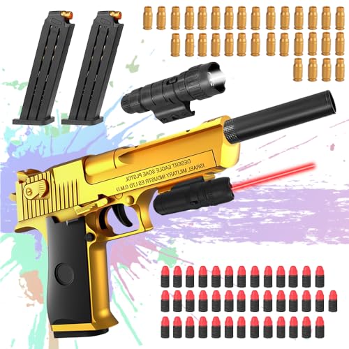 Pistole Kinder Platzpatronen,Soft Foam Bullet Gun,Schaumstoff-Blaster Toy Gun,Spielzeug Pistole Kinder,Revolver Soft Bullet Toy Gun,Spielzeug Pistolen(golden) von Dadazhenxuan