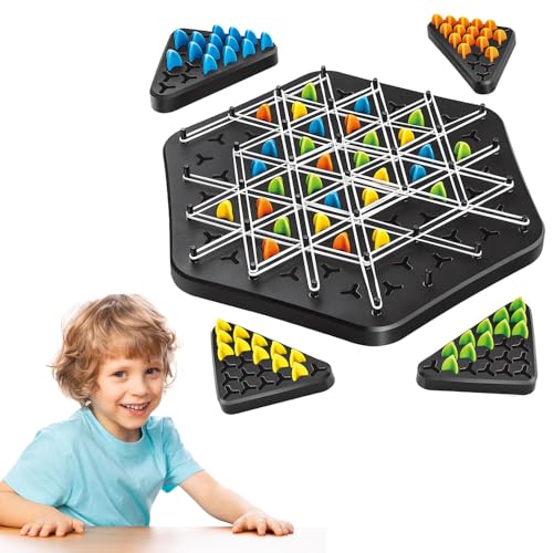 Triggle-Spiel,Triggle Brettspiel,Chain Triangle Game,Dreiecksschach,Lustiges Ketten-Dreieck-Spiel,Brettspiel Dreieck,Triggle Spiel Gummibänder,Ketten Dreieck Spiel von Dadazhenxuan