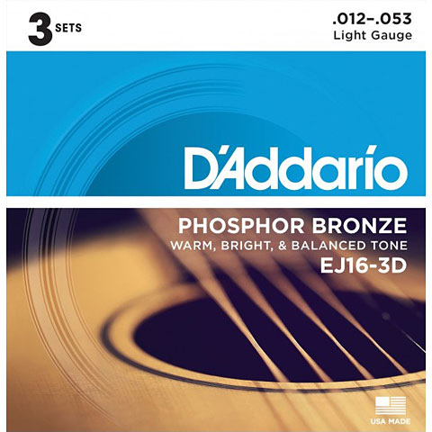 D&#39;Addario EJ16-3D .012-053 Saiten Westerngitarre von Daddario