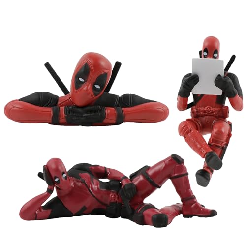 3 Pieces Deadpl Action Figures, Red Black Action Figures, Funny Anime Anime Car Interior Decoration Accessories, PVC-Modellspielzeug, Collectible for Adults von DaengGeGe